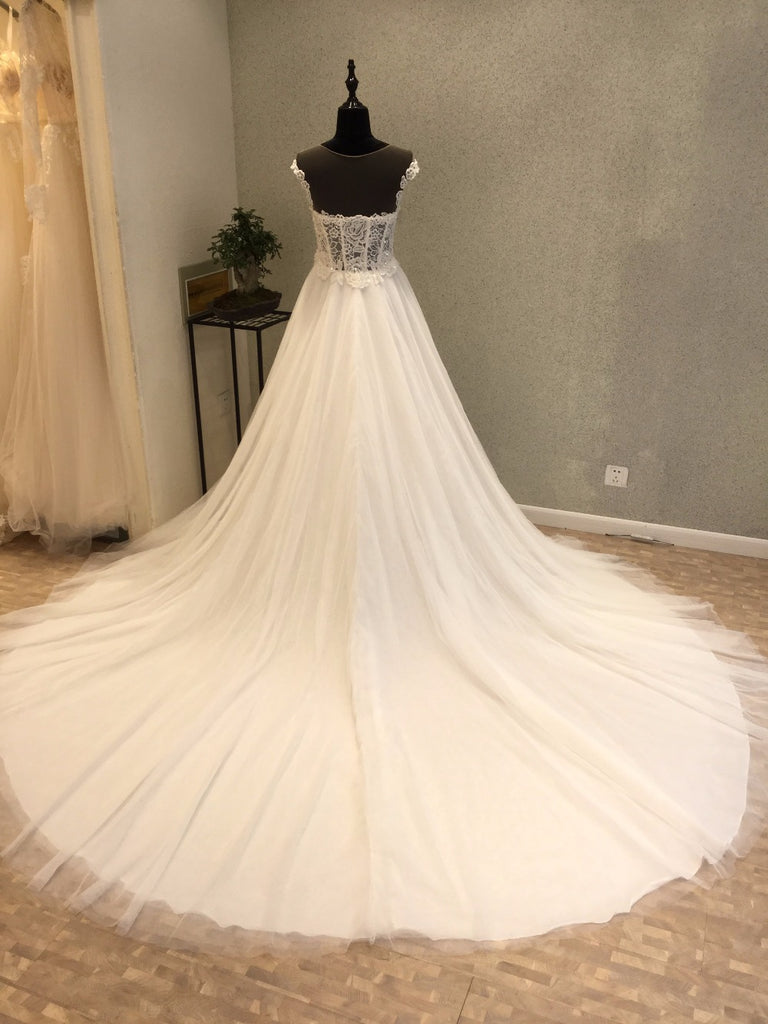 Cap Sleeves Formal Online Inexpensive Long Wedding Dress for Brides, WG1210 - Wish Gown