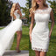 Lovely Two Pieces Lace Backless Bridal Short Cheap Wedding Dresses, WD0087