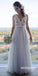 Simple A Line Lace Top Tulle Skirt Cheap Long Beach Wedding Dresses, STZ313