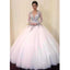Cheap V-neck Long Sleeve Silver Lace Open Back Ball Gown Wedding Dresses, WD0151