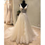Charming V Neck Tulle Applique V Back Long Wedding Dress for Brides, WG1207
