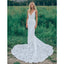Affordable Mermaid Lace V Neck Elegant V Back Long Wedding Dresses, BW156