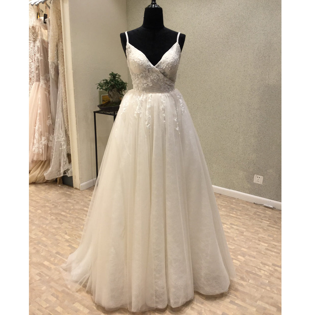 Spaghetti Strap Formal Simple Long Beach Cheap Bridal Wedding Dress, WG697