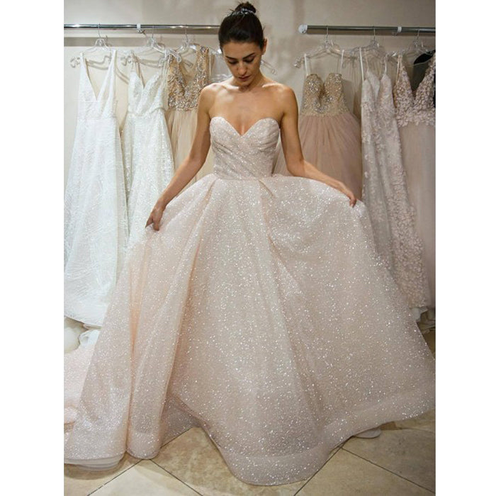Sparkle Popular Sweetheart Simple Cheap Long Bridal Wedding Dresses, WD0145