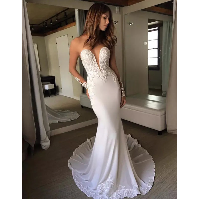 Long Sleeve Elegant On Sale Bridal Cheap Long Wedding Dresses, WG671