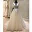 Affordable Short Sleeves V Back Elegant Long Wedding Dresses, WG1230 - Wish Gown