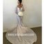 Charming Unique Long Sleeves Applique Mermaid Long Wedding Dresses, BW1512